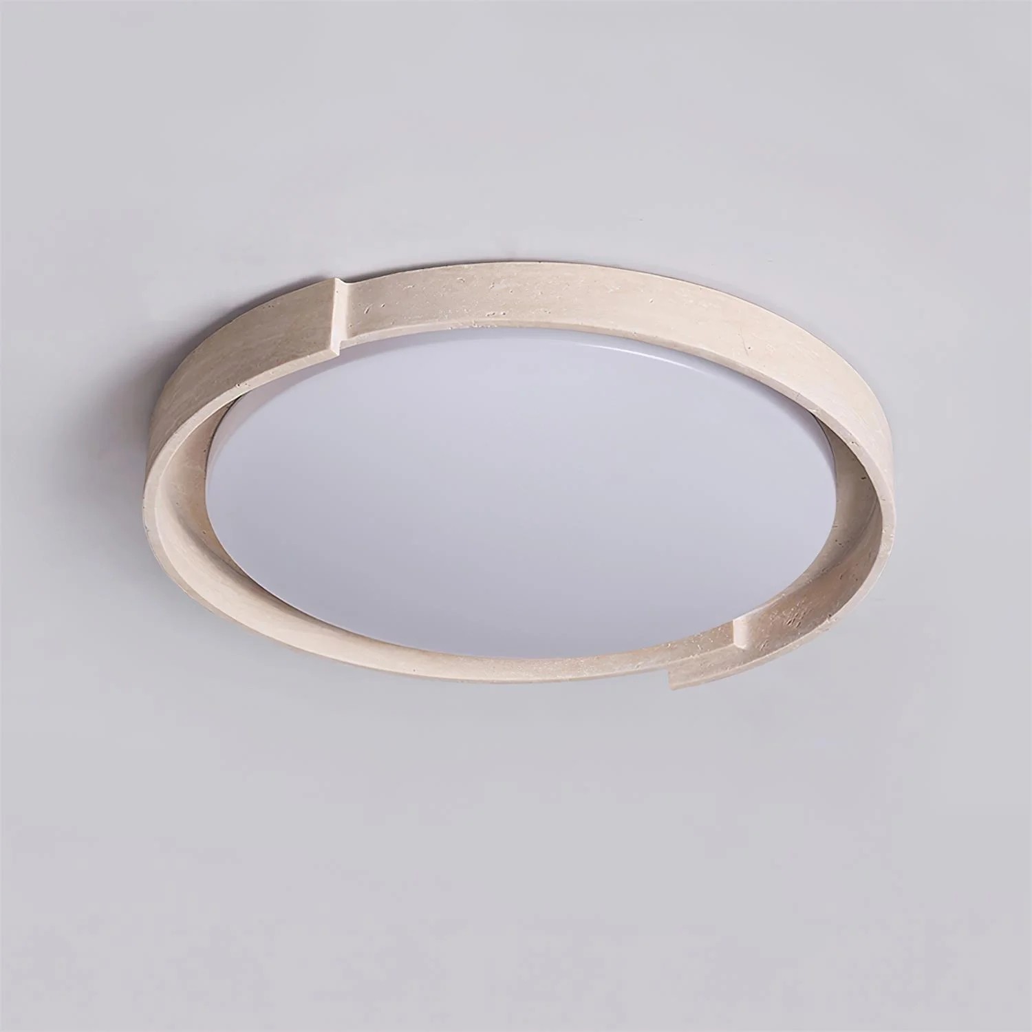 Jonathan Minimalist Round Travertine Stone Flush Mount Ceiling Light