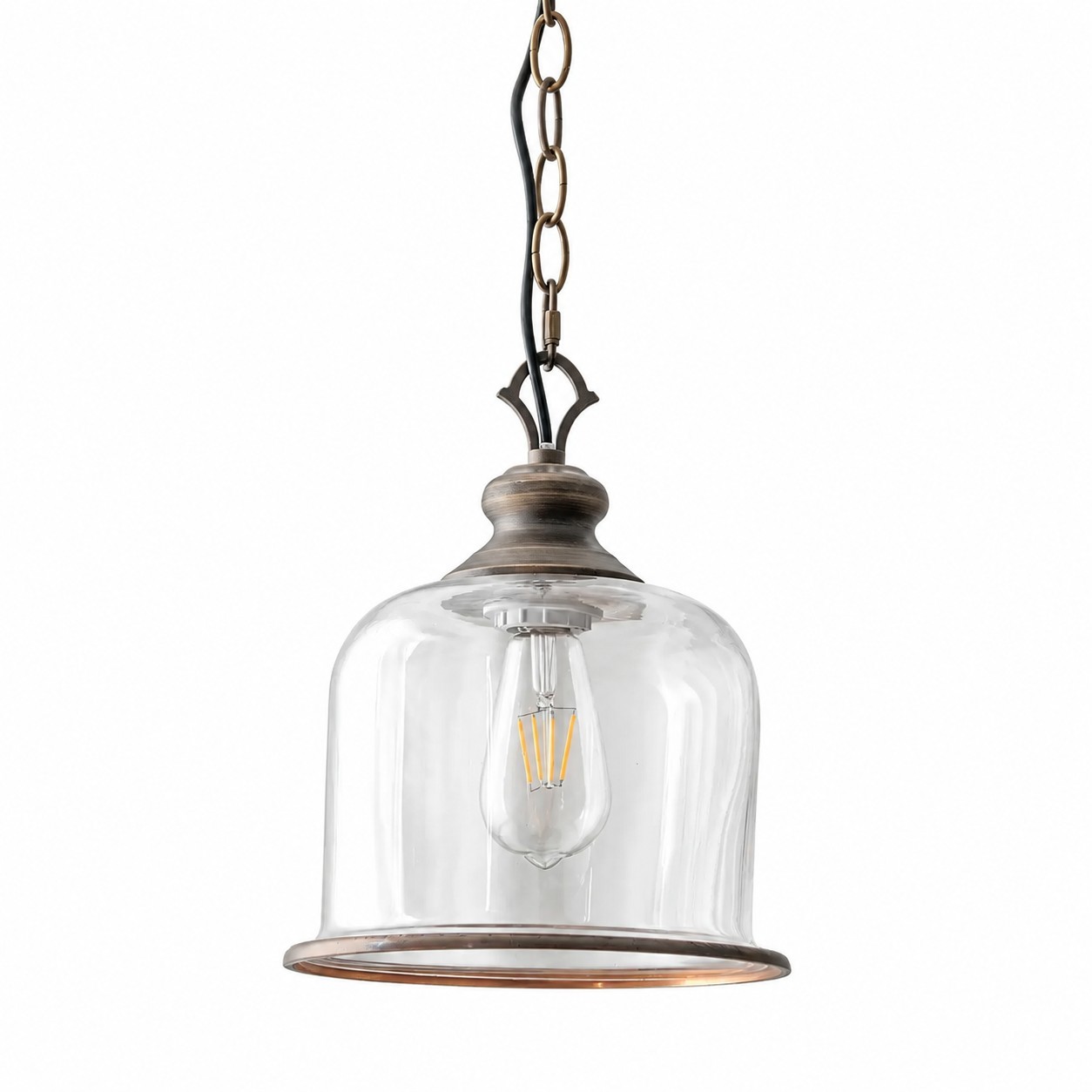 Sander Farmhouse Vintage Bell Clear Glass Pendant Light