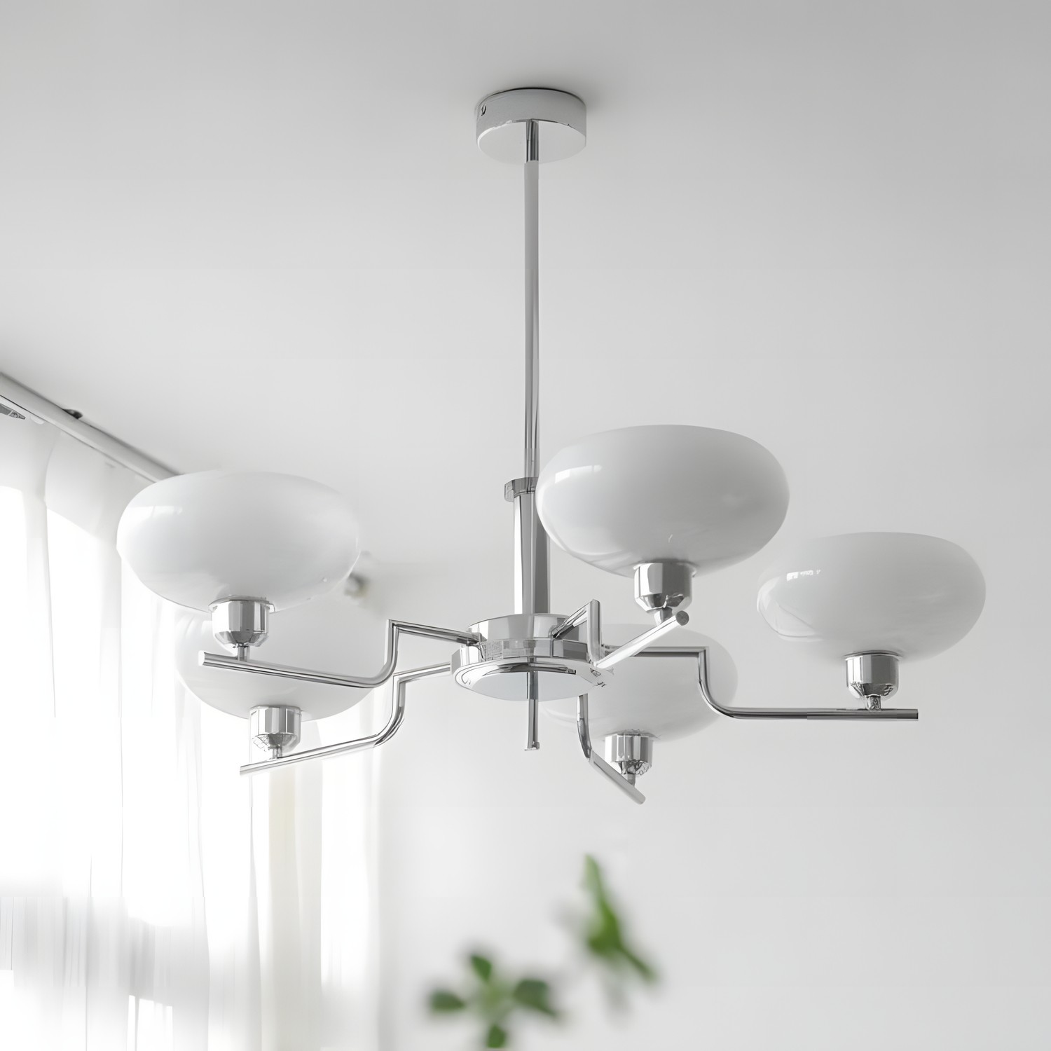 Shadella Modern Cream Glass Bauhaus Chandelier