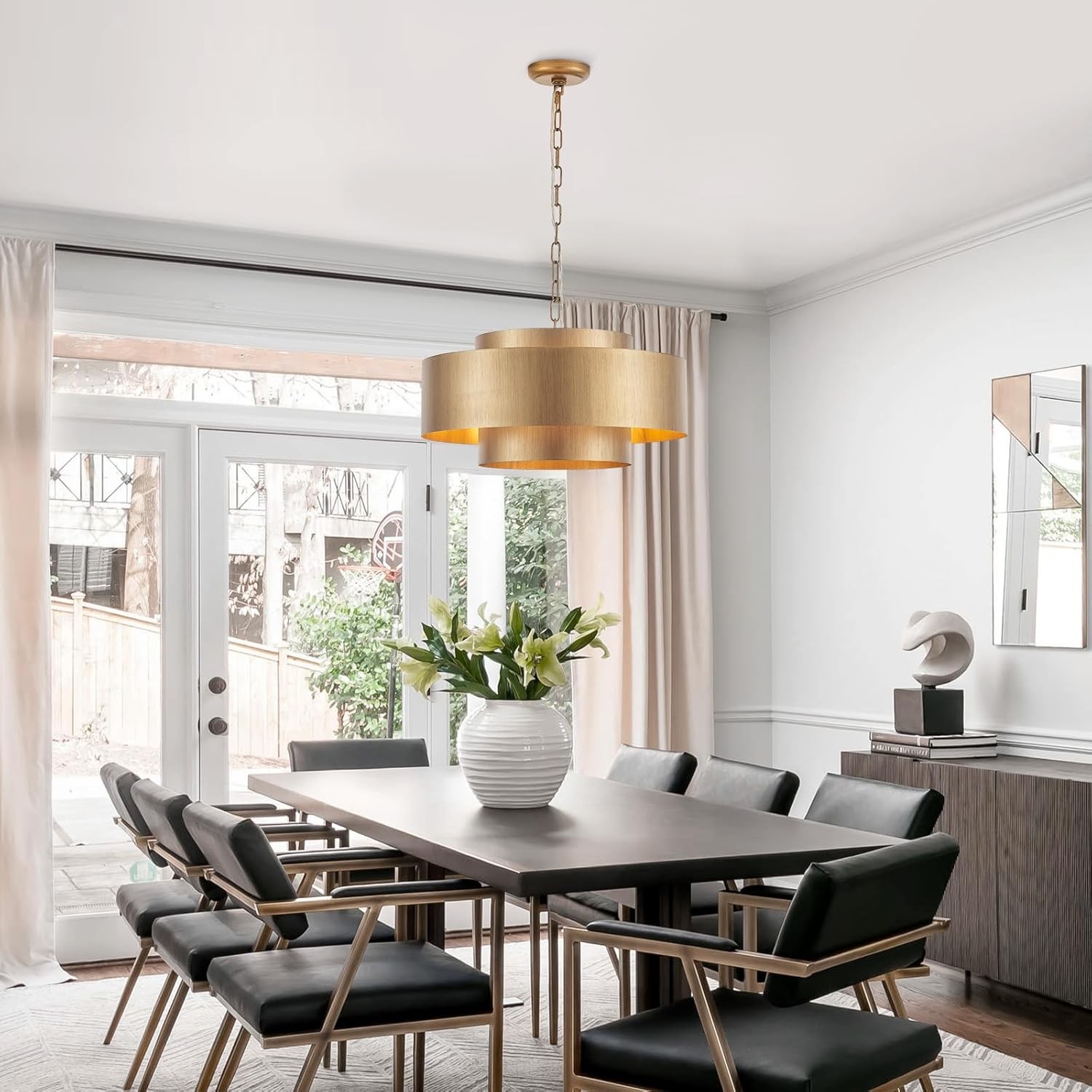 Aurelius Brushed Texture Metal Double Drum Chandelier