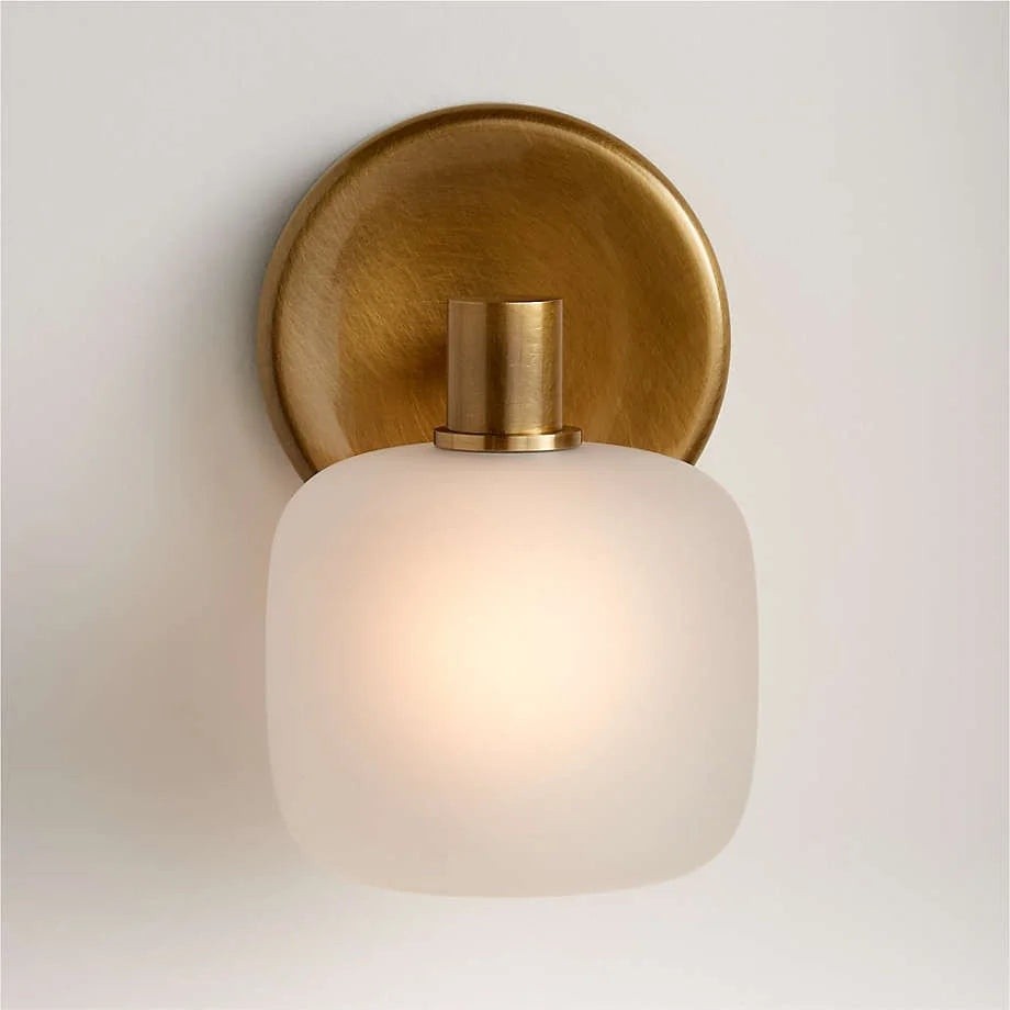 Fidelia Farmhouse Brass Cylinder Glass Wall Sconce