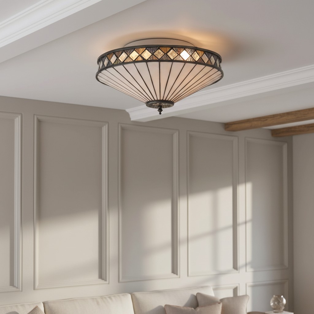Calypso Tiffany Glass Dimmable Ceiling Light