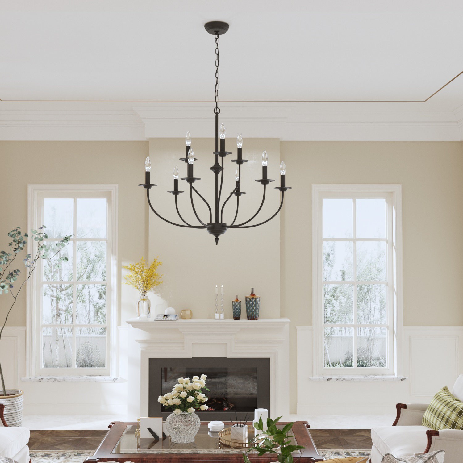 Caelestis Farmhouse 9 Light Metal Chandelier