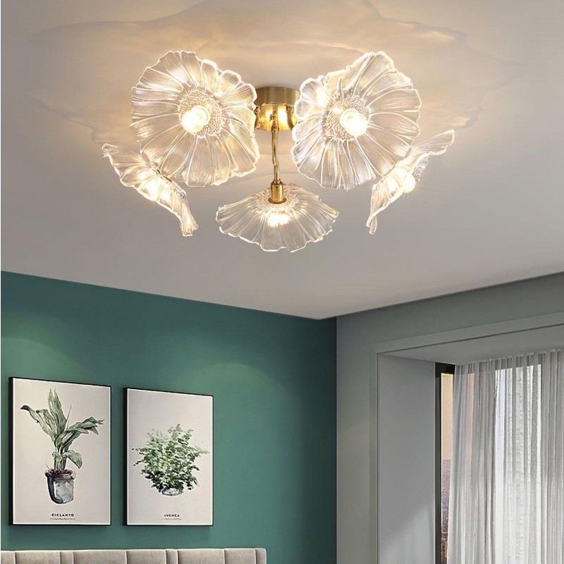 Pranavi Lotus Leaf Glass Ceiling Light