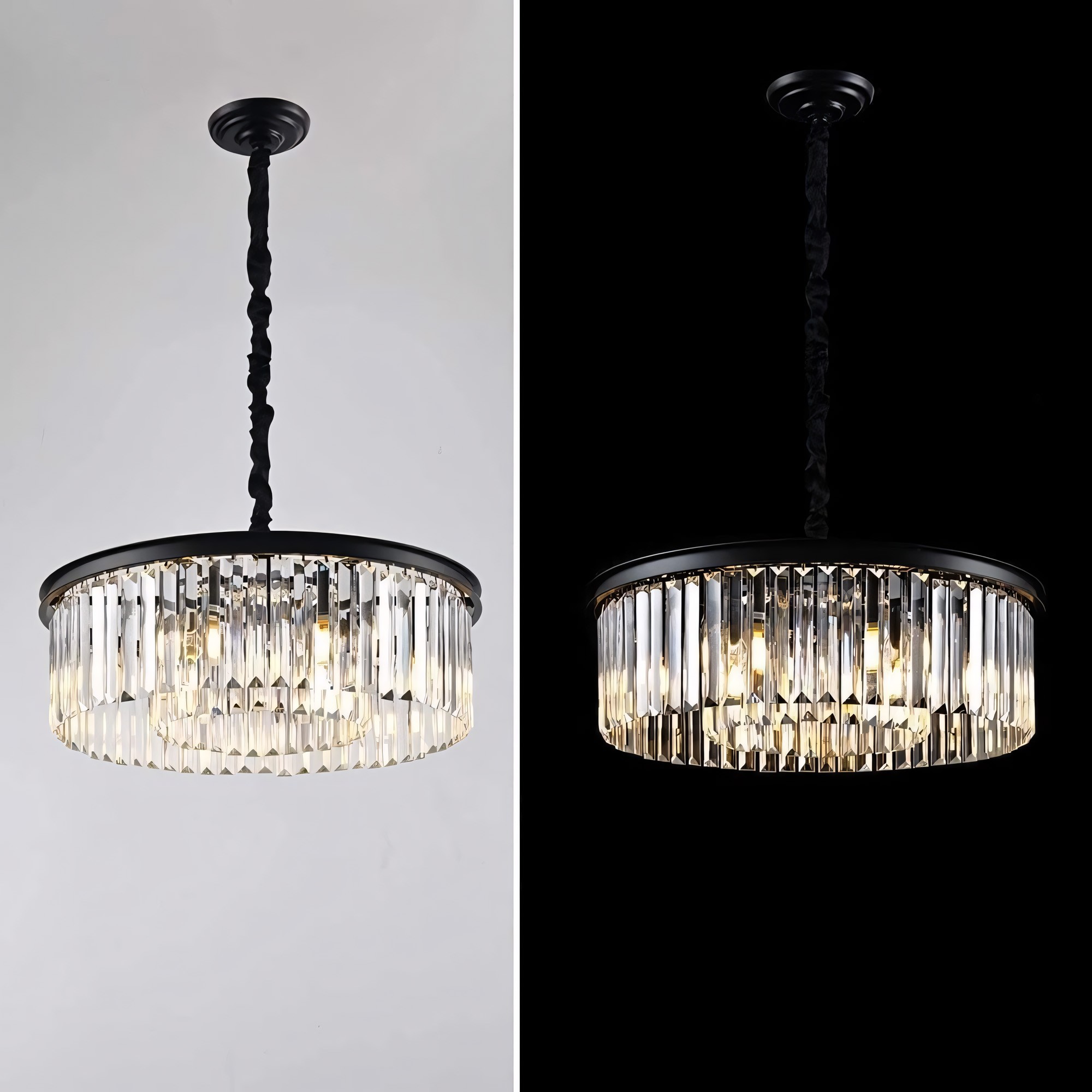 Braxion Modern Crystal Raindrop Round Chandelier